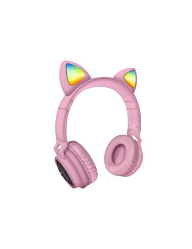 Techmade Cuffie Funny Led BT + Microfono Pink