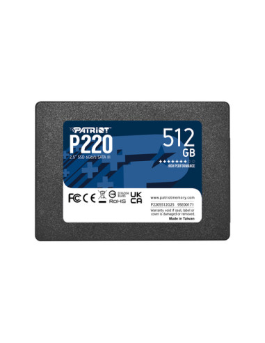 PATRIOT SSD INTERNO P220 512GB 2,5" SATA 6GB/S R/W 500/500