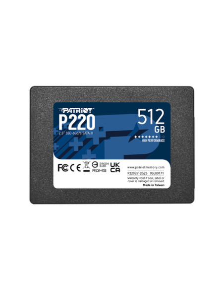 PATRIOT SSD INTERNO P220 512GB 2,5" SATA 6GB/S R/W 500/500