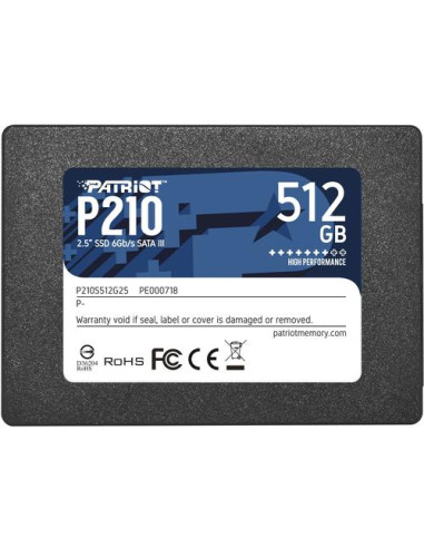 PATRIOT SSD INTERNO P210 512GB 2,5 SATA 6GB/S R/W 530/430
