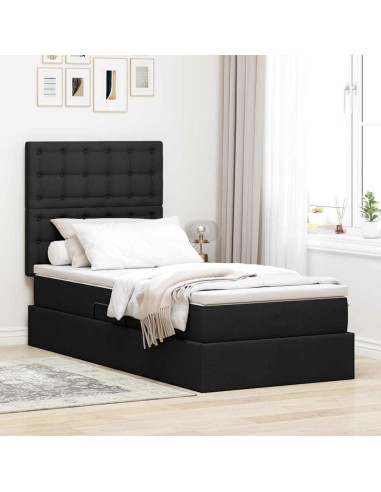 Letto con contenitore e LED Nero 100 x 200 cm Poliestere
