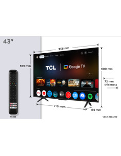 TCL P7K Serie Smart TV QLED 4K 43" 43P7K, Dolby Vision - Atmos, HDR10+, Google TV