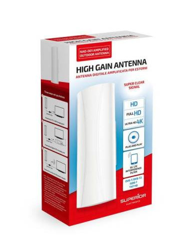Superior Antenna TV Amplificata per Esterni DVB-2 IPX4 SUPNAO001