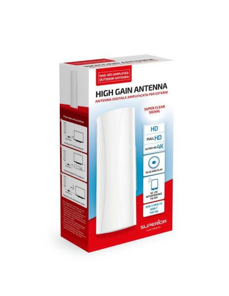 Superior Antenna TV Amplificata per Esterni DVB-2 IPX4 SUPNAO001