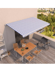 Tenda da Sole Retrattile Manuale 500x350 cm Blu e Bianca