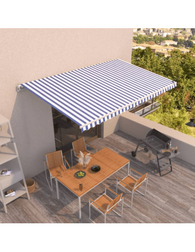 Tenda da Sole Retrattile Manuale 500x350 cm Blu e Bianca