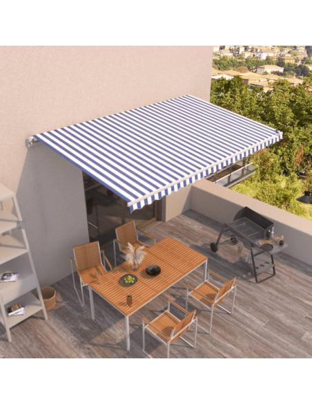 Tenda da Sole Retrattile Manuale 500x350 cm Blu e Bianca