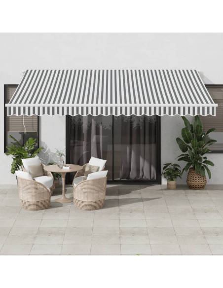 Tenda da Sole Retrattile Manuale Antracite e Bianco 450x350 cm