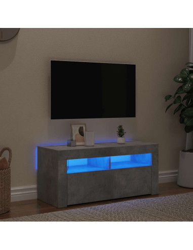 Mobile Porta TV con Luci LED Grigio Cemento 90x35x40 cm