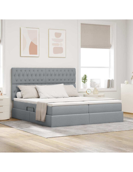 Letto con testiera Grigio chiaro 180 x 200 cm Tessuto