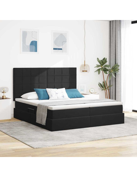 Letto con luci a strisce a LED Nero 180 x 200 cm Velluto