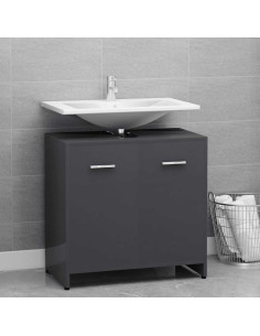Mobile da Bagno Grigio Lucido 60x33x61 cm in Legno Multistrato