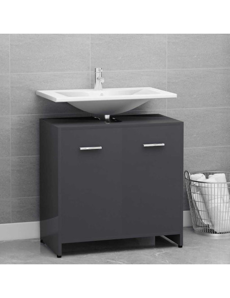 Mobile da Bagno Grigio Lucido 60x33x61 cm in Legno Multistrato