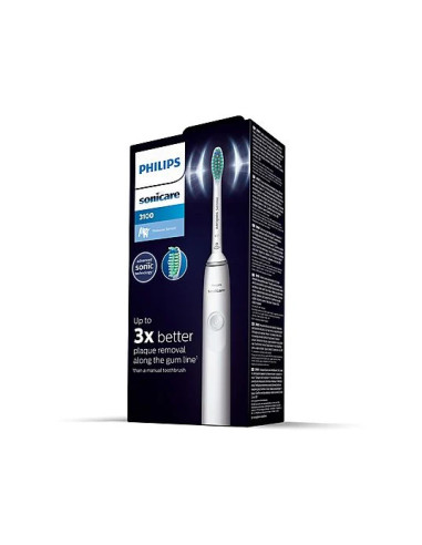 Philips Sonicare serie 3100 Spazzolino Elettrico Sonico Bianco, con custodia da viaggio HX3673/13