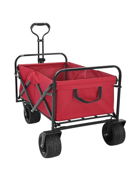 Carrello a Mano Pieghevole Rosso 89 x 63 x 96 cm