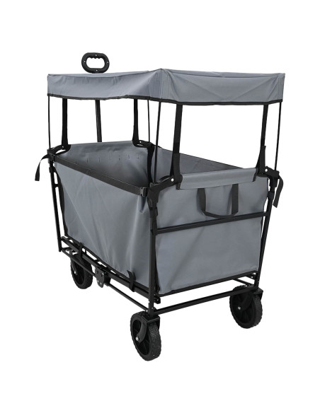 Carrello a Mano Pieghevole Grigio 105 x 56.5 x 116 cm