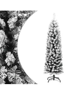 Albero di Natale Sottile con Neve Fioccata Verde 120 cm PVC