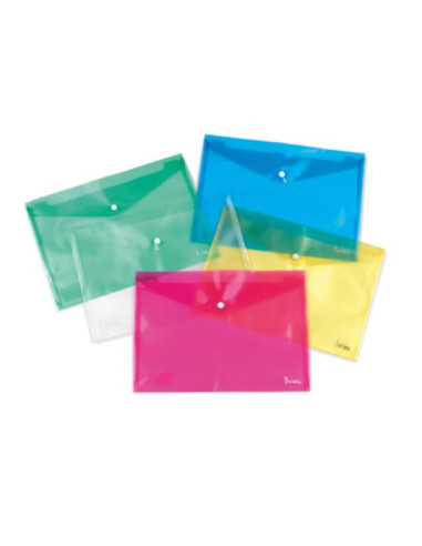 CF10BUSTE BOTTONE A4 TRASP BLU