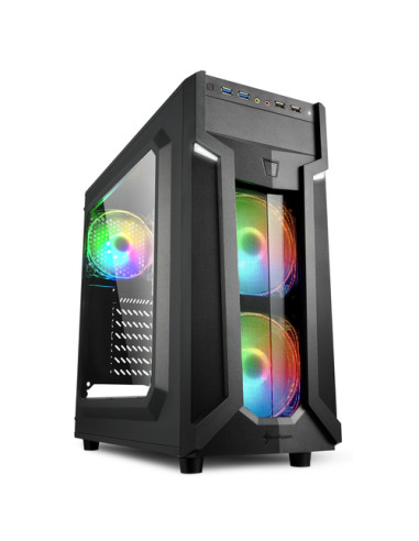 SHARKOON CASE VG6-W RGB, ATX, 2XUSB2, 2XUSB3, 6 SLOTS, 2X120 LED FRONT 1X120 REAR, WINDOW ACRILIC, RGB COLOR