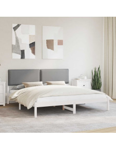 Letto con Testiera Rivestita Grigio chiaro 200 x 200 cm