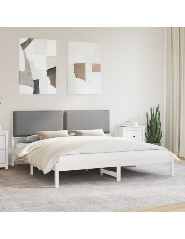 Letto con Testiera Rivestita Grigio chiaro 200 x 200 cm