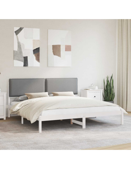 Letto con Testiera Rivestita Grigio chiaro 200 x 200 cm