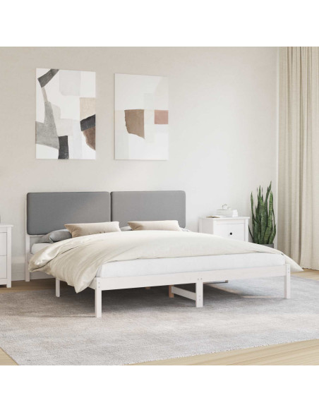 Letto con Testiera Rivestita Grigio chiaro 200 x 200 cm