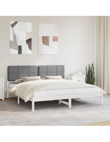 Letto con Testiera Rivestita Grigio scuro 200 x 200 cm