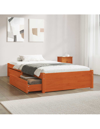 Struttura del letto 3 pcs Marrone cerato Legno di pino