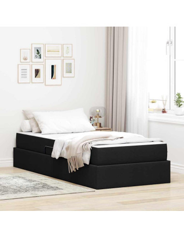Letto con contenitore e materasso Nero 100 x 200 cm Poliestere