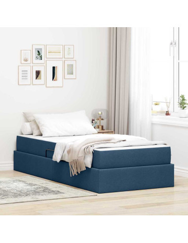 Letto con contenitore e materasso Blu 100 x 200 cm Poliestere