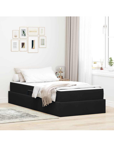 Letto con contenitore e materasso Nero 90 x 200 cm Velluto