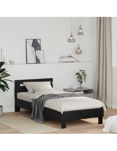 Struttura del letto Rovere Nero 98.5 x 200 cm Legno multistrato