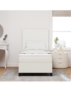 Letto a Sorgente LED con testiera Crema e Bianco 100 x 200 cm