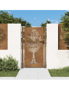 Cancello da giardino 100x175 cm in acciaio Corten con design ad albero