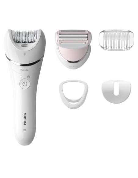 Philips Serie 8000 Epilatore Wet & Dry con 5 accessori bianco BRE710/00