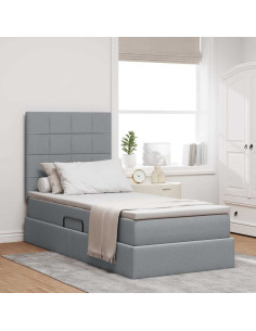 Letto con contenitore e LED con led Grigio chiaro 90 x 200 cm