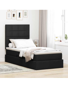 Letto con contenitore e LED Nero 100 x 200 cm Poliestere