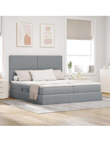 Letto con Contenitore con materasso Grigio chiaro 180 x 200 cm