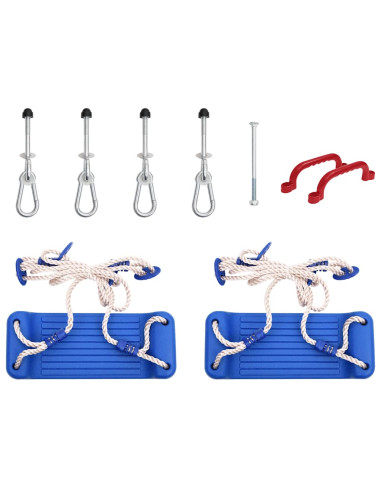 Seggiolini per Altalena con Corde 2 pz Blu 37x15 cm Polietilene
