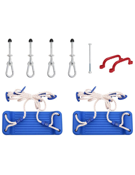 Seggiolini per Altalena con Corde 2 pz Blu 37x15 cm Polietilene