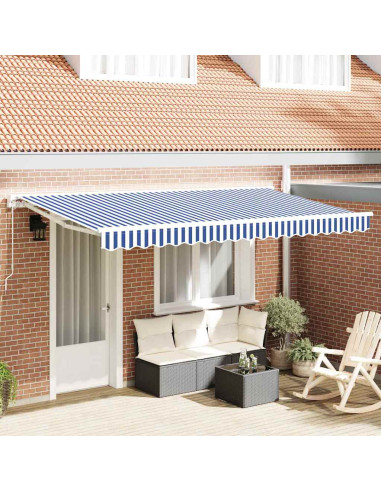 Telo di ricambio per tenda da sole Blu e Bianco 380 x 195 cm