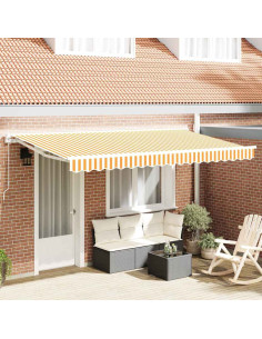 Telo di ricambio per tenda da sole Giallo e Bianco 380 x 195 cm