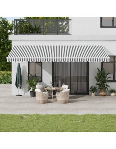 Tenda da Sole Retrattile Manuale Antracite e Bianco 600x350 cm