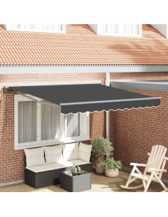Tenda Retrattile Antracite 350 x 250 cm Poliestere e Metallo