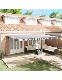 Tenda Retrattile Automatica LED Antracite e Bianco 600x300 cm