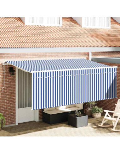 Tenda Retrattile Blu e Bianco 400 x 200 cm