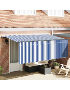 Tenda Retrattile Rigato Blu 350 x 200 cm Tessuto