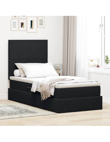 Letto con contenitore e materasso Nero 90 x 200 cm Velluto