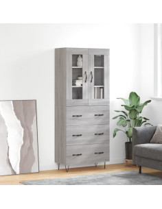 Credenza Grigio Sonoma 69,5x34x180 cm in Legno Multistrato